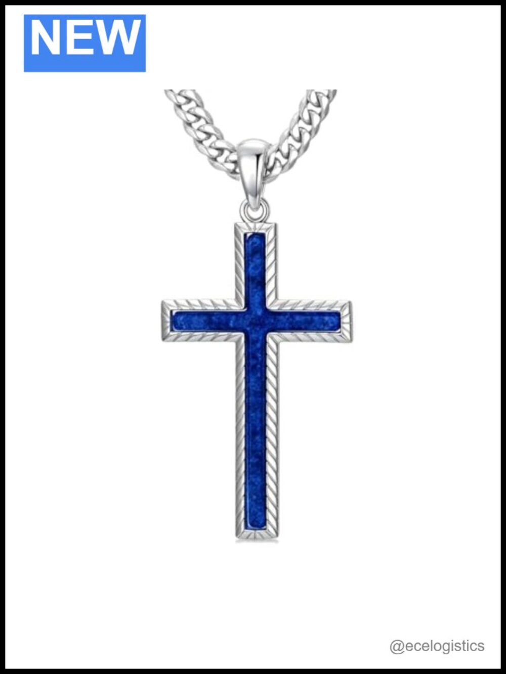 MRENITE Natural Stone Cross Necklace 925 Sterling Silver White Gold Plated